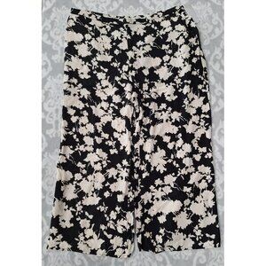 NWT Nordstrom Pull-On Crop Palazzo Pant Black Ivory Floral/Size 2X